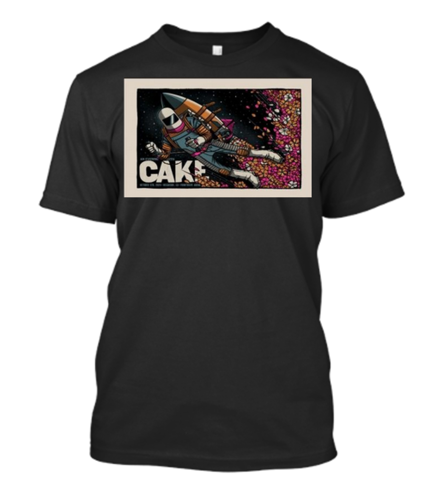 Cake Oceanside CA Frontwave Arena October 05 2024 Astronaut With Rocket And Flowers In Space T-Shirt