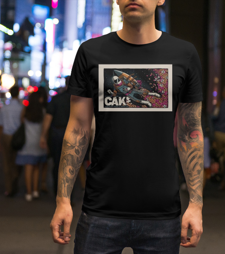 Cake Oceanside CA Frontwave Arena October 05 2024 Astronaut With Rocket And Flowers In Space T-Shirt