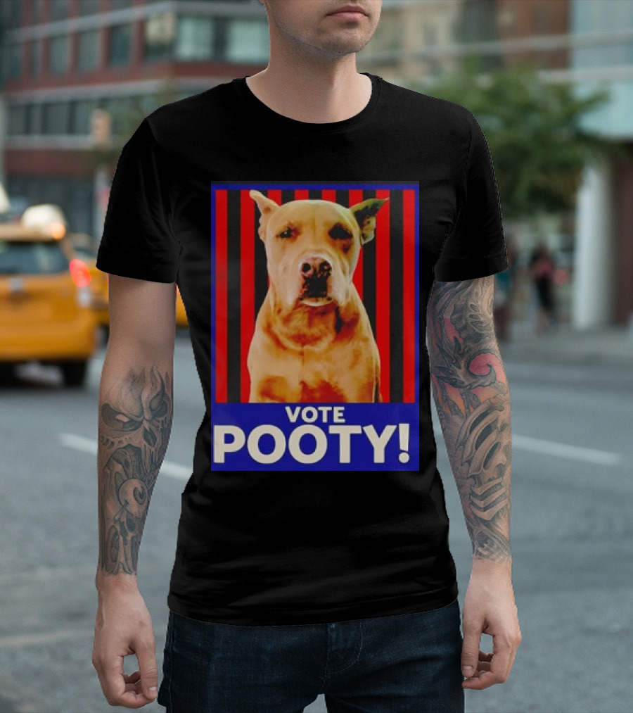 Vote Pooty Dog With Red And Black Stripes T-Shirt