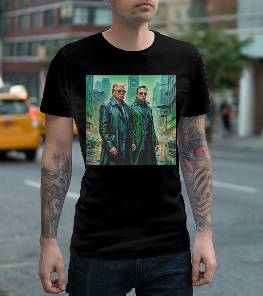 Donald Trump Elon Musk in The Matrix Style Image T-Shirt