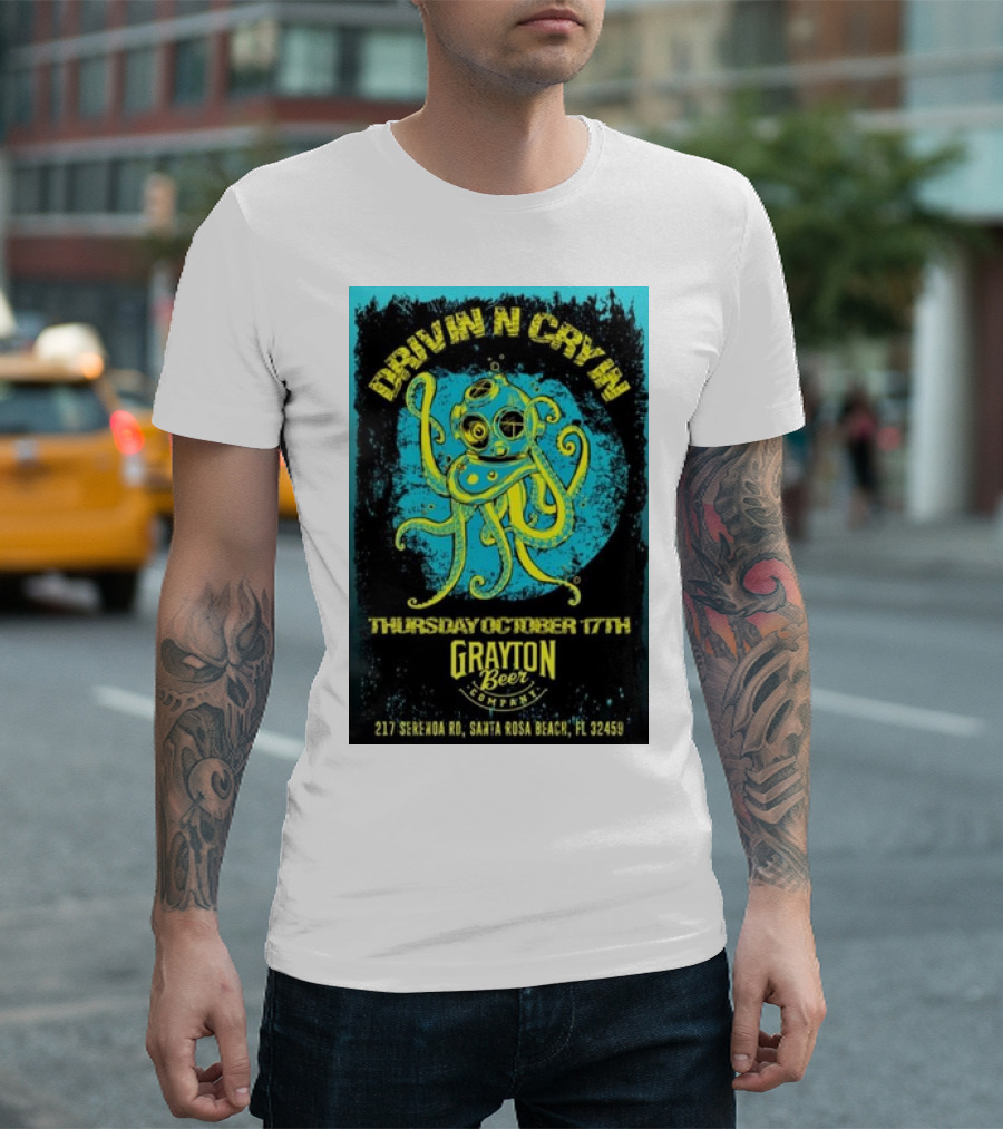 Drivin N Cryin Grayton Beer Company Santa Rosa Beach October 17 2024 Tour T-Shirt