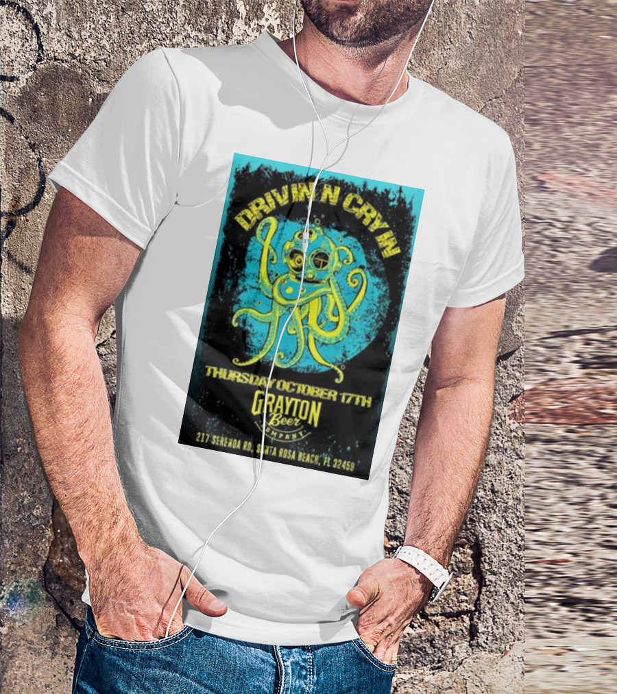 Drivin N Cryin Grayton Beer Company Santa Rosa Beach October 17 2024 Tour T-Shirt