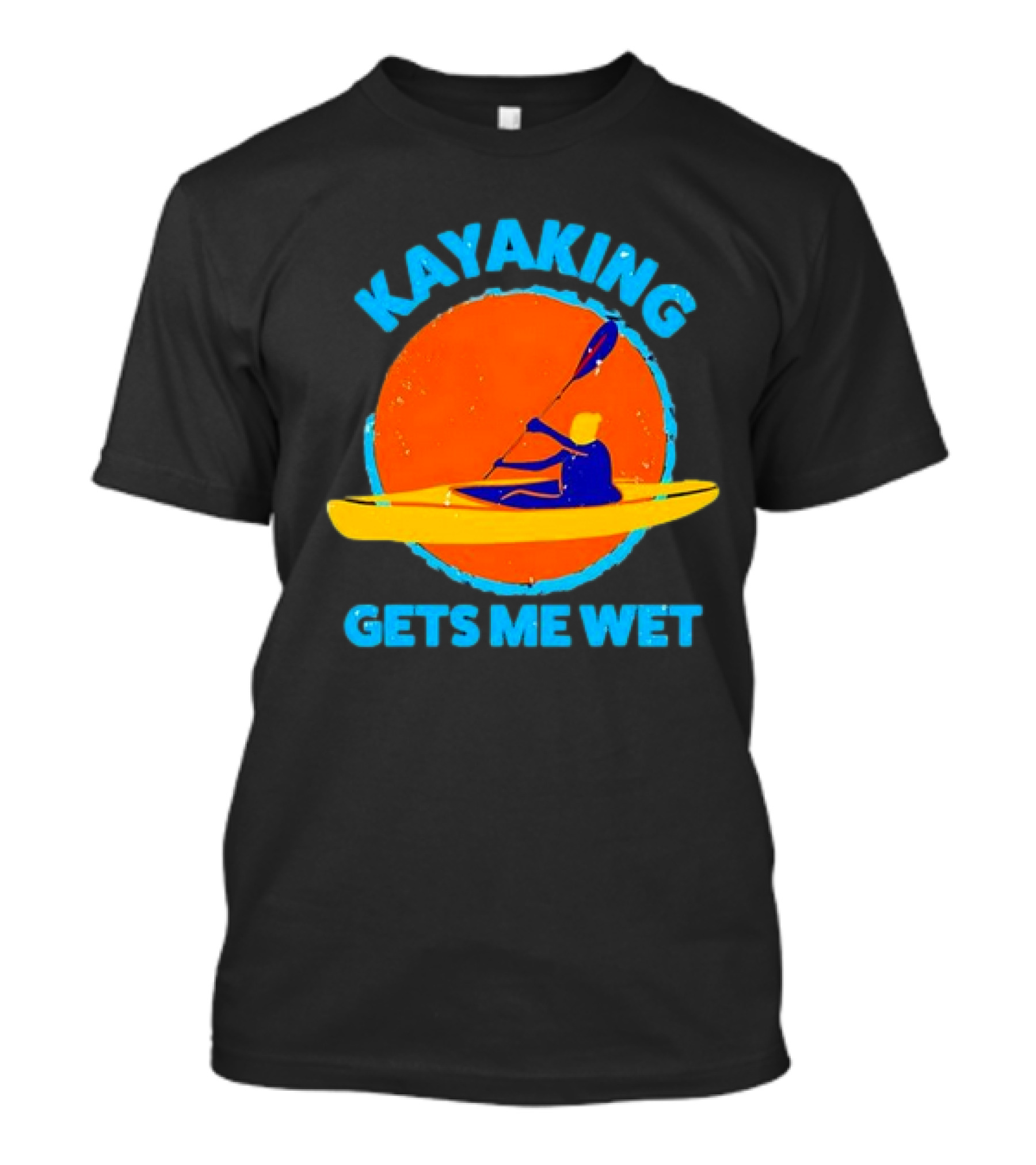 Kayaking Gets Me Wet Funny Halloween Christmas Kayaks Retro Vintage Sunset T-Shirt