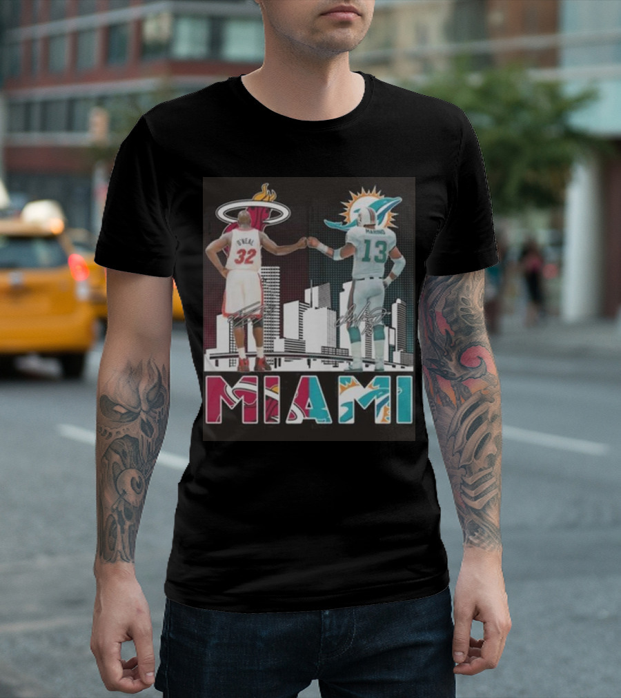 Miami Heat Dolphins Miami 2024 Signatures T-Shirt