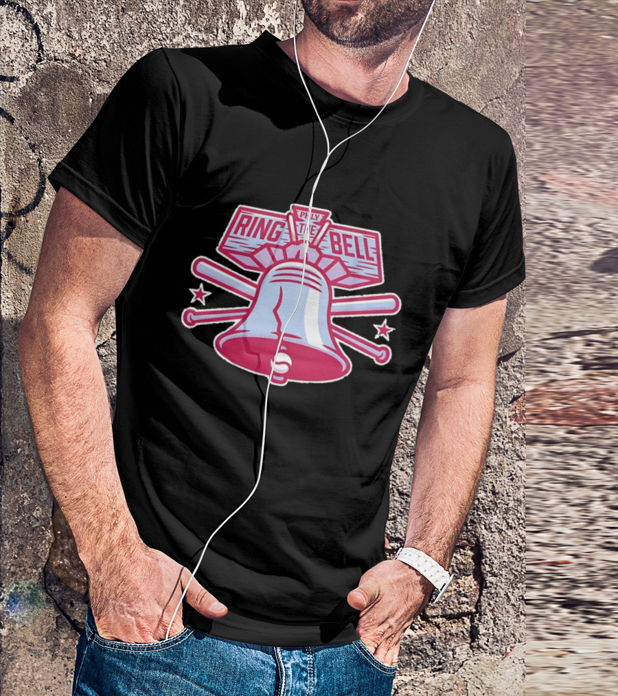Philadelphia Phillies Ring The Bell Phly Baseball Crossed Bats Stars T-Shirt