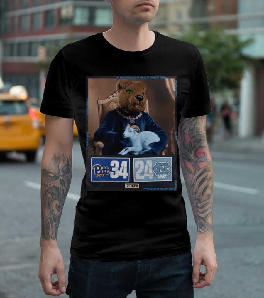 Pitt 34 24 UNC Football 2024 Game Final Score Victory Fox CFB T-Shirt