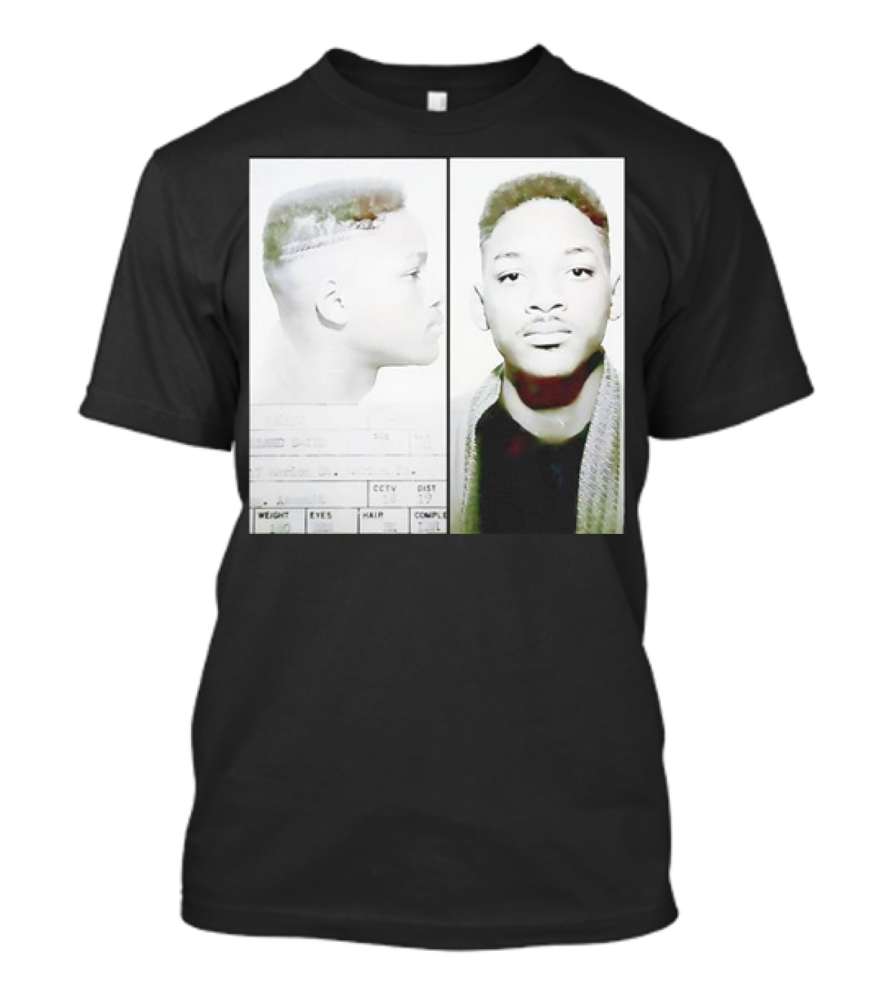 Will Smith Mugshot Style Image Dual View Portrait Text Elements T-Shirt
