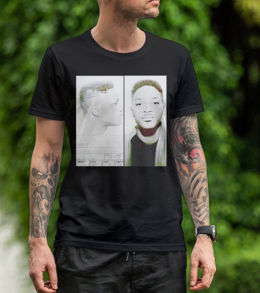 Will Smith Mugshot Style Image Dual View Portrait Text Elements T-Shirt