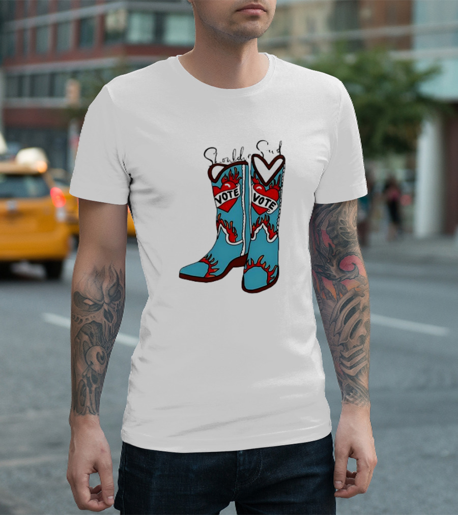 Vote in Heart Boots with Swifties for Kamala Should've Said Vote T-Shirt