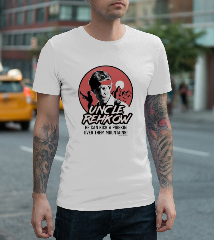 Uncle Rehkow He Can Kick a Pigskin Over Them Mountains Retro Vintage Karate T-Shirt