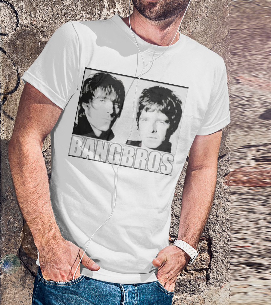 Bangbros Retro Picture Oasis Band Members Black And White Photo T-Shirt