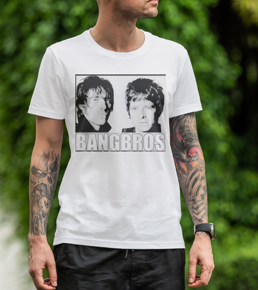 Bangbros Retro Picture Oasis Band Members Black And White Photo T-Shirt