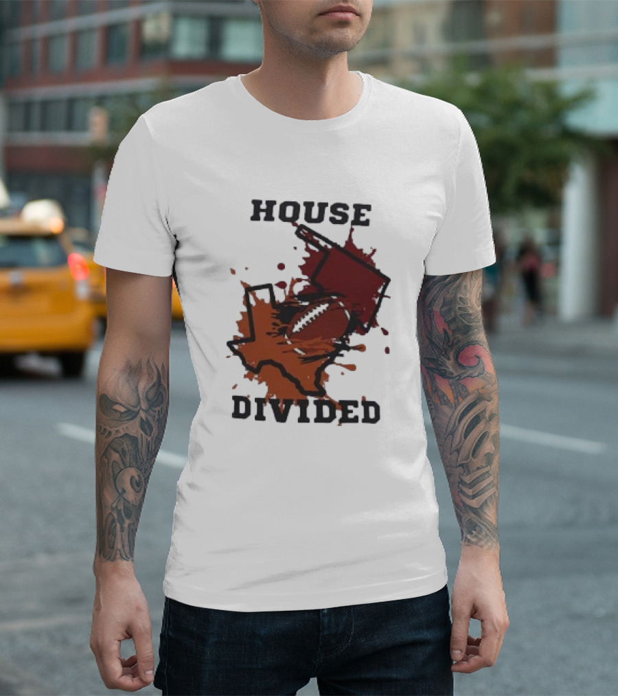 House Divided Texas Longhorns vs Oklahoma Sooners Football Rivalry T-Shirt