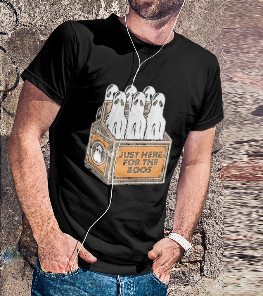 Just Here For The Boos Halloween 6 Pack Ghost Beer Bottles Humorous Retro T-Shirt