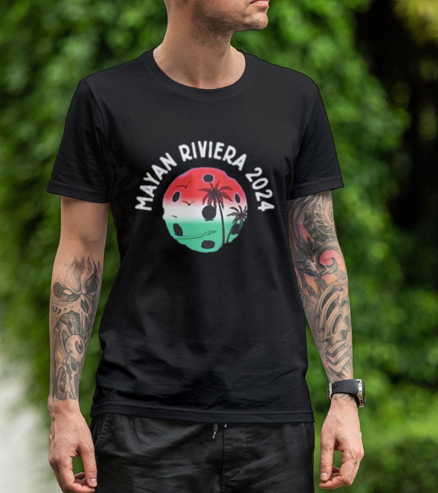 Mayan Riviera 2024 Pickleball Tropical Palms And Sunset T-Shirt