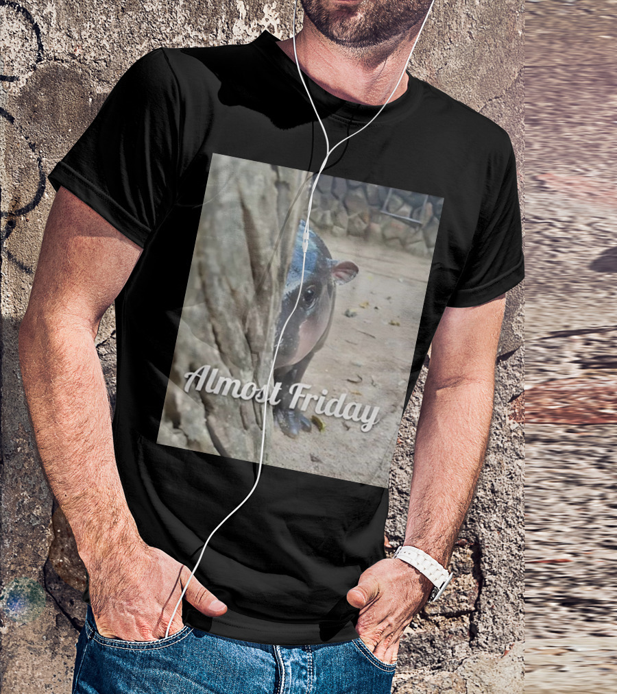 Almost Friday Peek Hippo Behind Tree T-Shirt