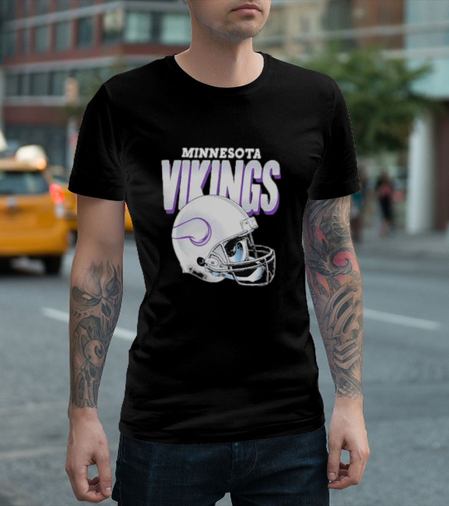 Minnesota Vikings Gradient Helmet NFL Merchandise T-Shirt
