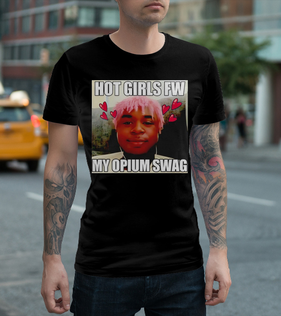 Hot Girls FW My Opium Swag Pink Hair Hearts T-Shirt
