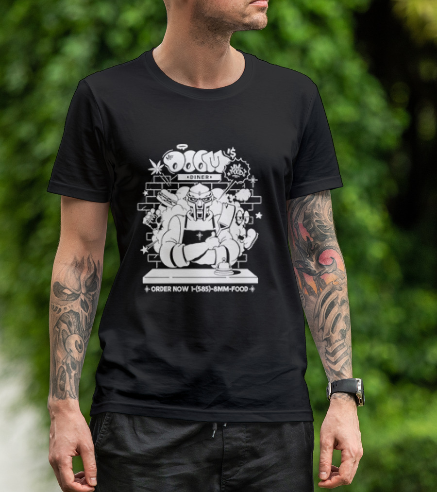 MF Doom's Diner Chef Doom Order Now Retro 585-8MM-FOOD T-Shirt