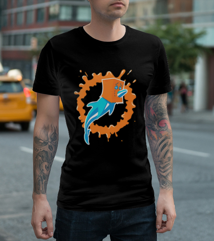 Miami Dolphins Paper Bag Dolphin Splash Logo Funny T-Shirt