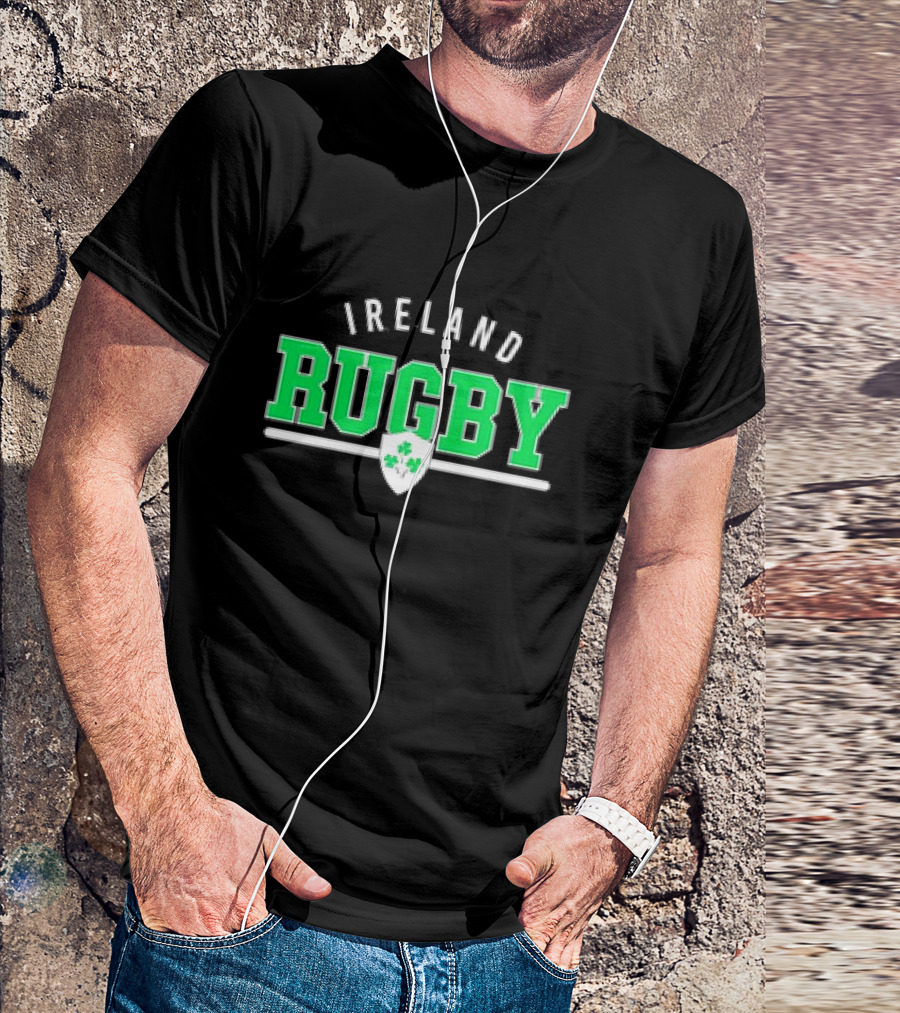 Ireland Rugby Wordmark Nations Supersoft Logo Shamrock Shield T-Shirt