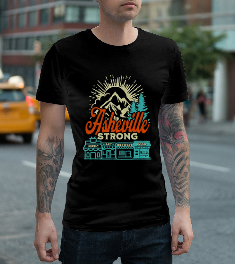 Asheville Strong Music Art Brewery Food Retro Vintage T-Shirt
