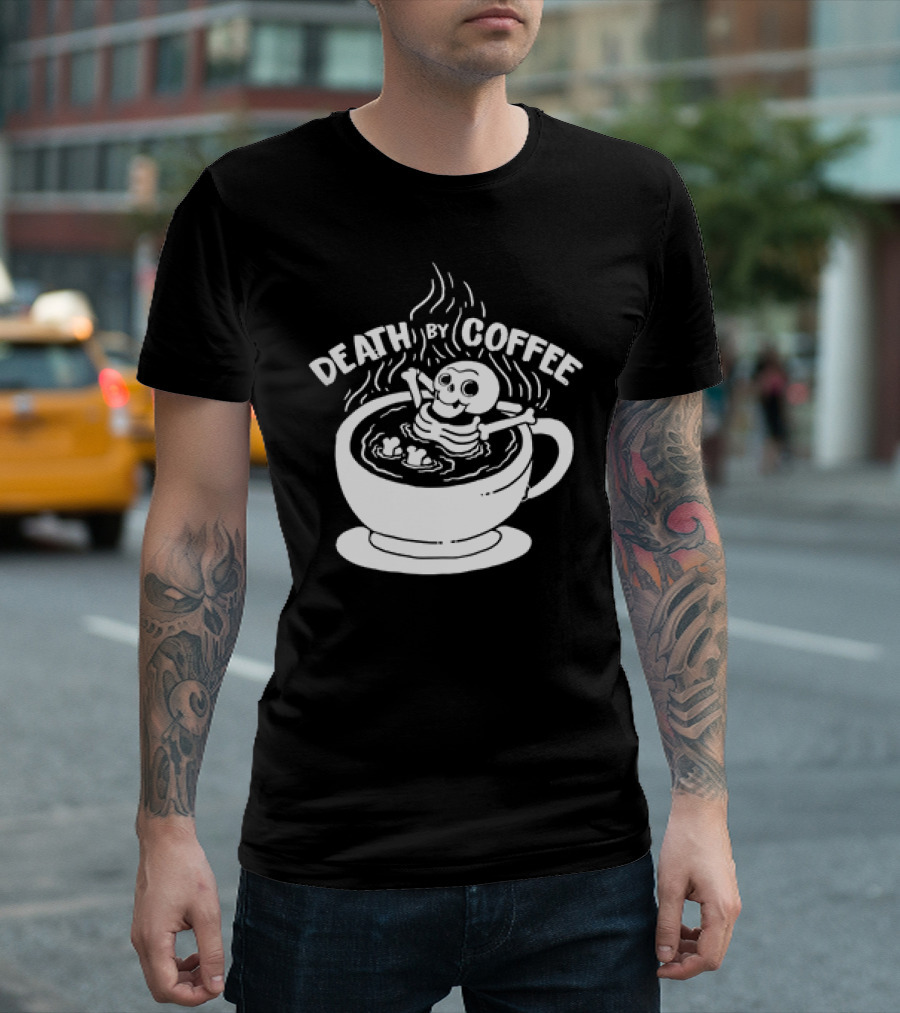 Death by Coffee Skeleton Relaxing in a Cup T-Shirt