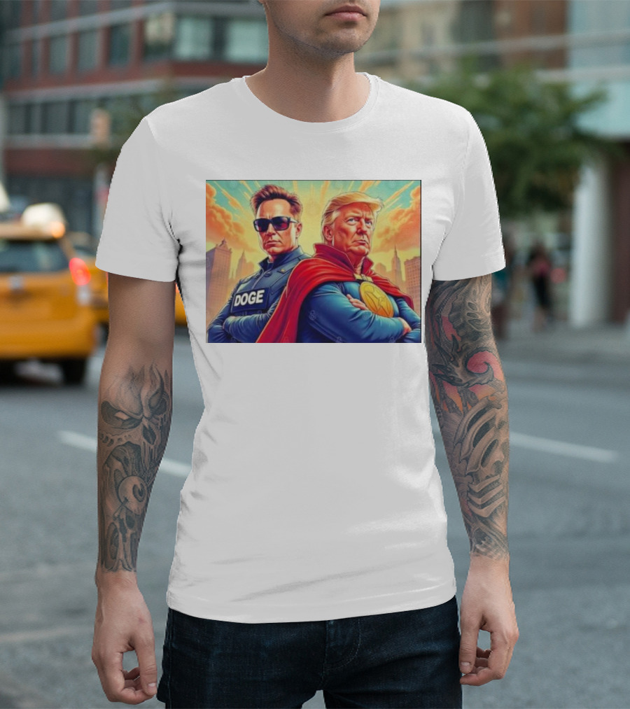 Doge Meme Elon Musk Trump Superhero T-Shirt