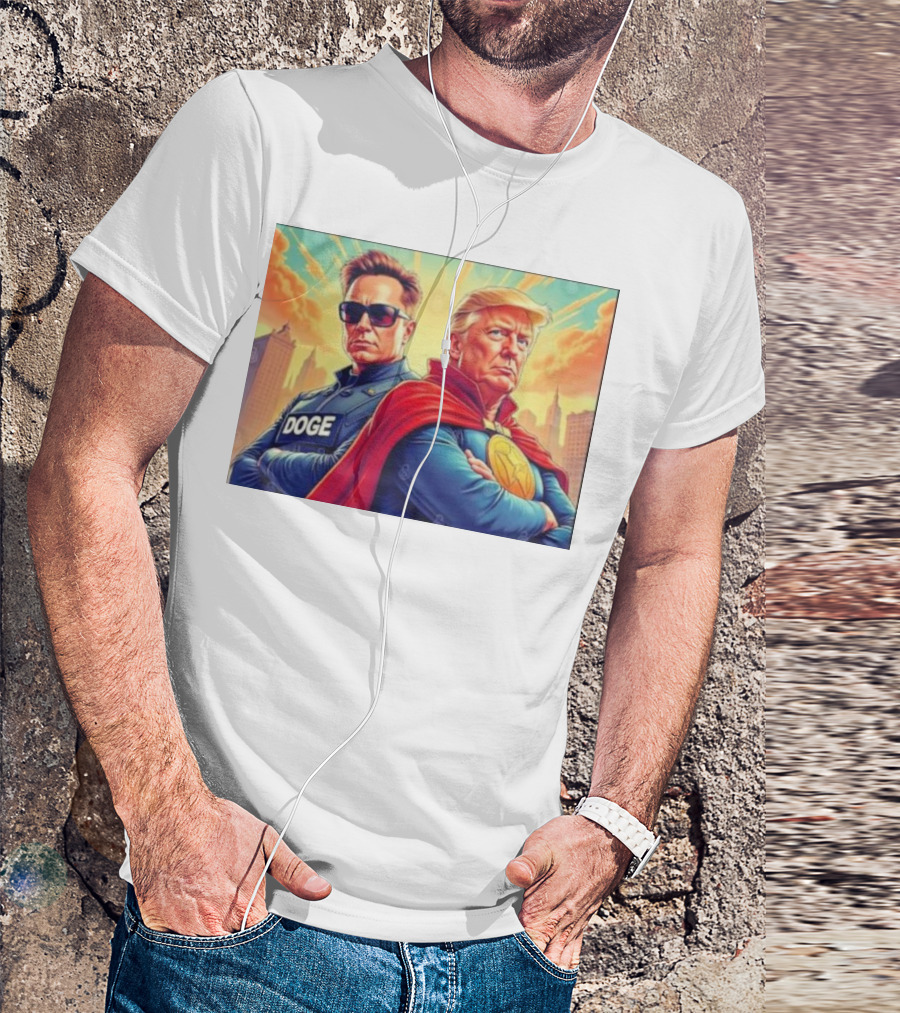 Doge Meme Elon Musk Trump Superhero T-Shirt