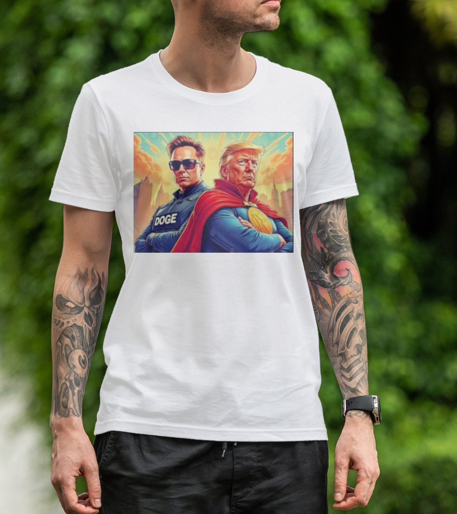 Doge Meme Elon Musk Trump Superhero T-Shirt