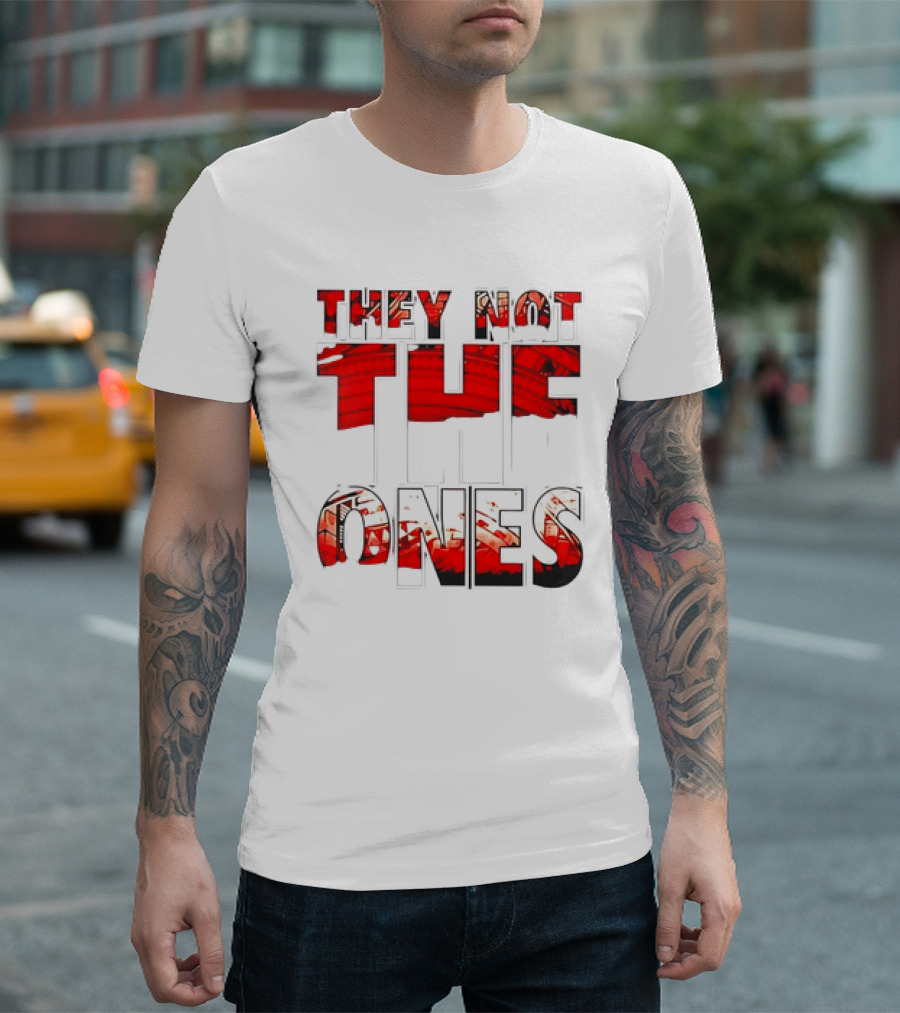 They Not The Ones WWE Red Pattern Text T-Shirt