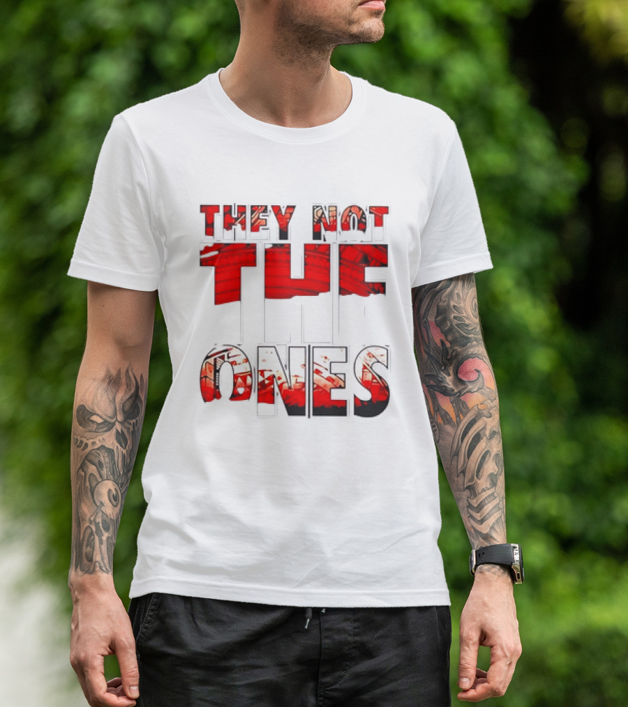 They Not The Ones WWE Red Pattern Text T-Shirt