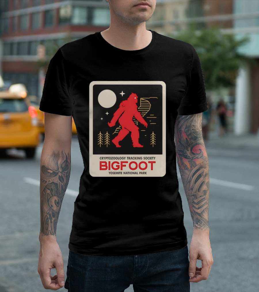 Bigfoot Cryptozoology Tracking Society Moonlit Yosemite National Park T-Shirt