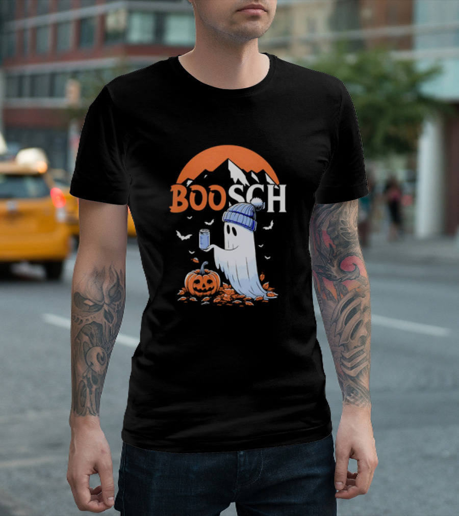 BOOSCH Beer Ghost Halloween Pumpkin and Bats T-Shirt