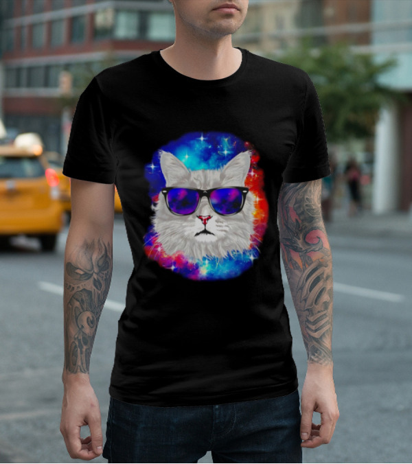 Cool Cat Space Shades Galaxy T-Shirt