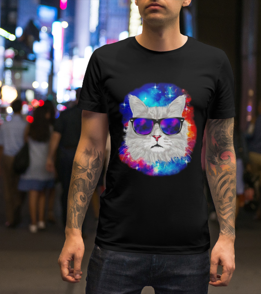 Cool Cat Space Shades Galaxy T-Shirt