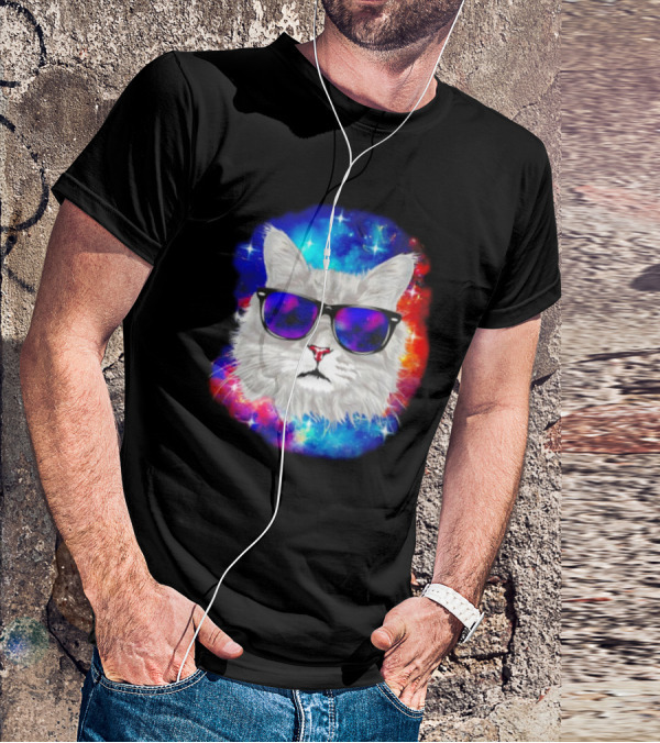 Cool Cat Space Shades Galaxy T-Shirt