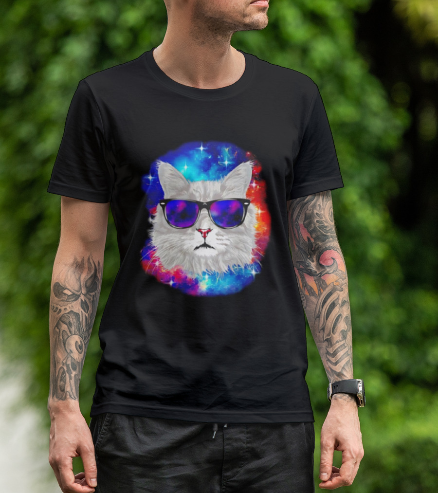 Cool Cat Space Shades Galaxy T-Shirt