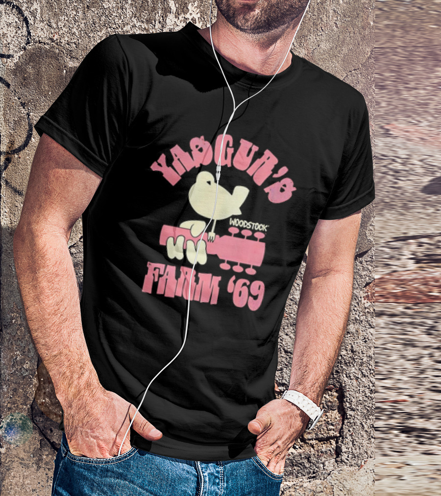 Yasgur's Woodstock 1969 Farm Guitar Peace Bird T-Shirt