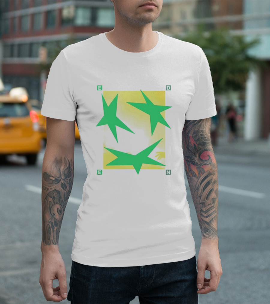 Eden Star Green Tri-Star Design with Yellow Background T-Shirt