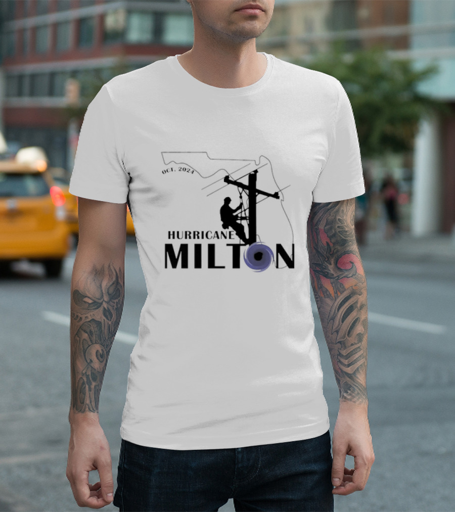 Hurricane Milton Florida Oct 2024 Powerline Worker T-Shirt