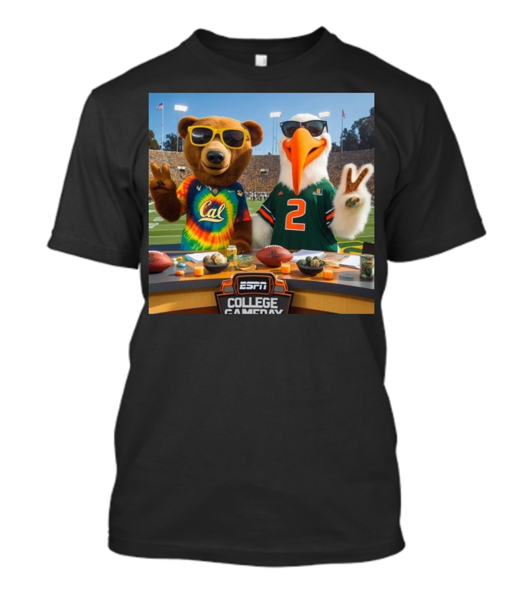 Cal Vs Miami 2024 ESPN College Gameday Showdown With Mascots T-Shirt