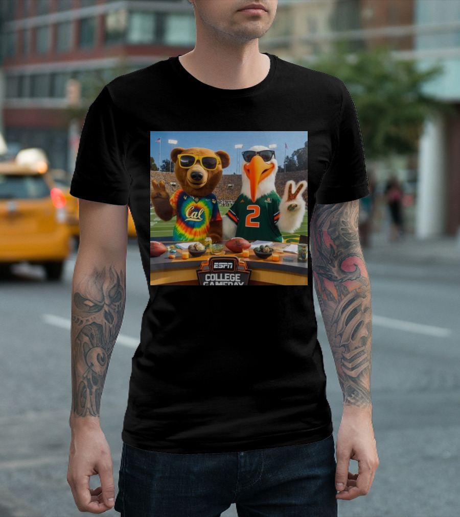 Cal Vs Miami 2024 ESPN College Gameday Showdown With Mascots T-Shirt