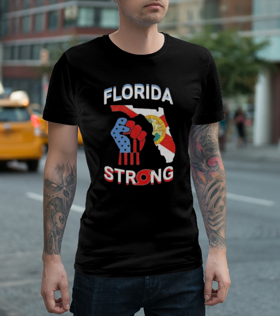 Florida Strong Pride Support Floridians State Flag Fist T-Shirt