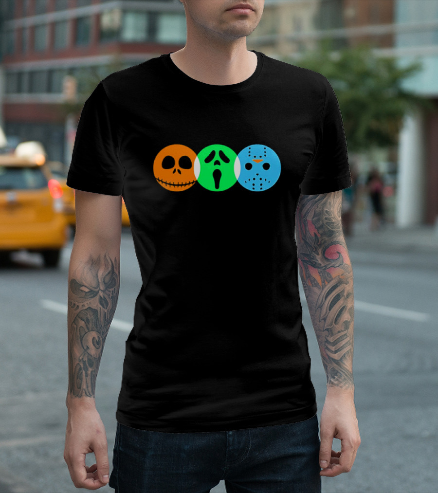 Horrorville Letterboxd Funny Halloween Horror Masks Icons T-Shirt