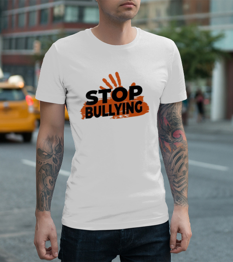 Eudy Stop Bullying Handprint Message T-Shirt