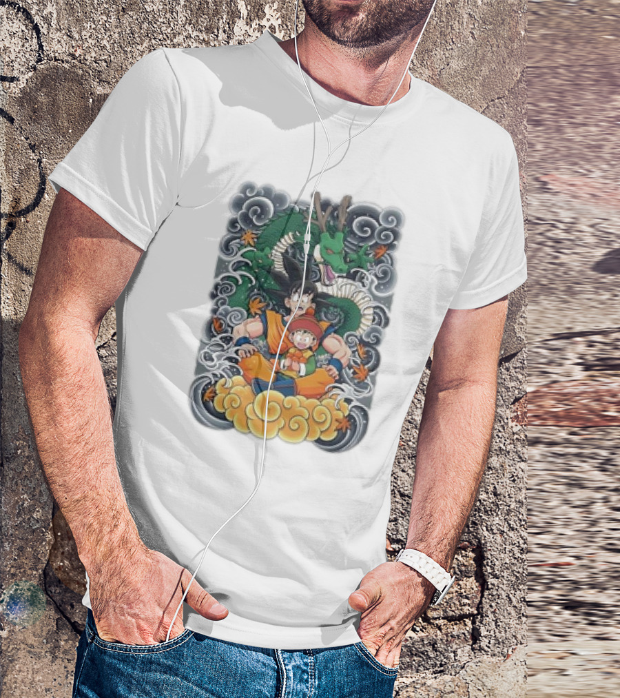 Dragon With Goku And Gohan Anime Cloud Adventure T-Shirt