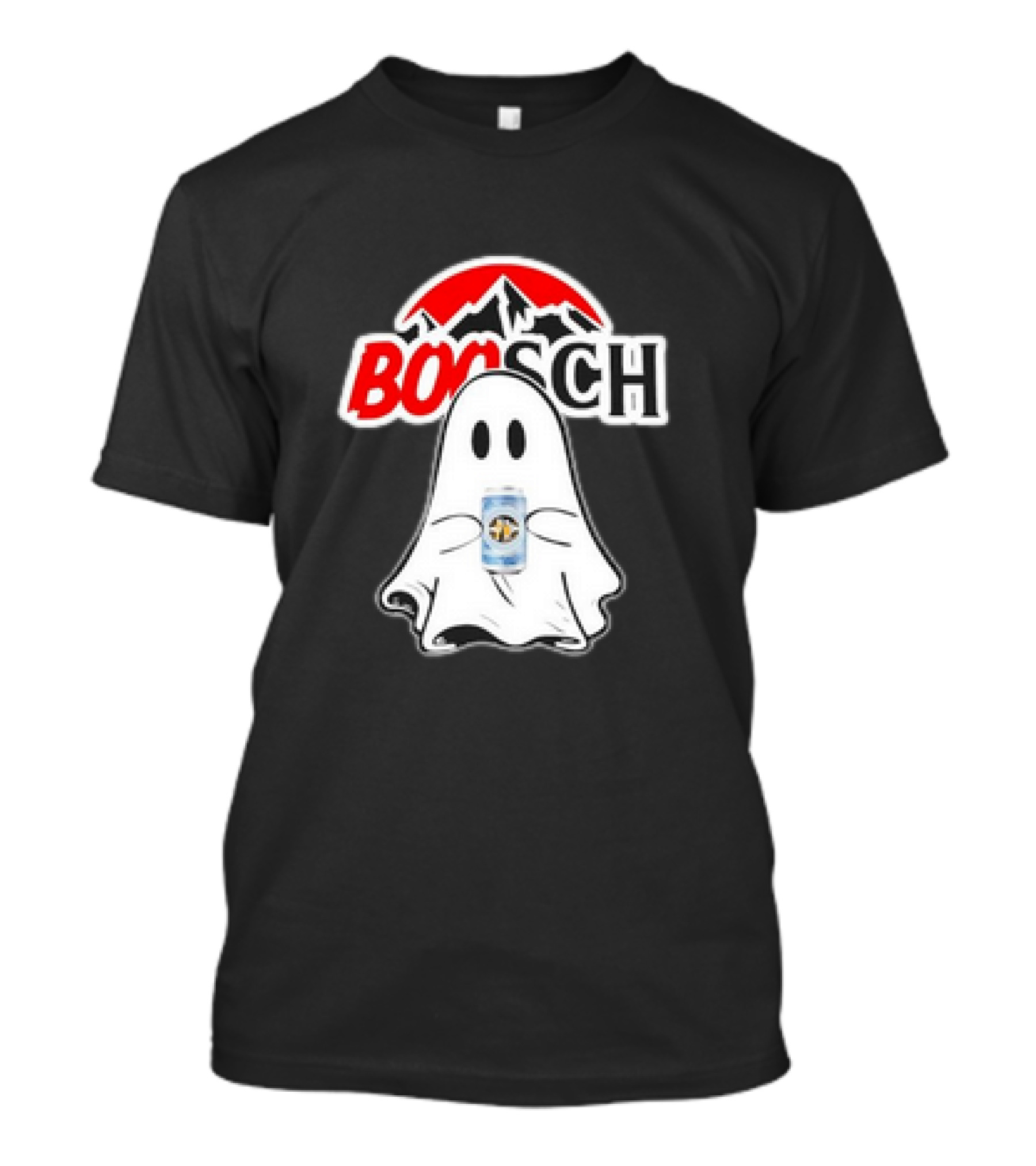 Booschbeer Halloween Ghost With Beer Can And Red Mountain Halloween T-Shirt