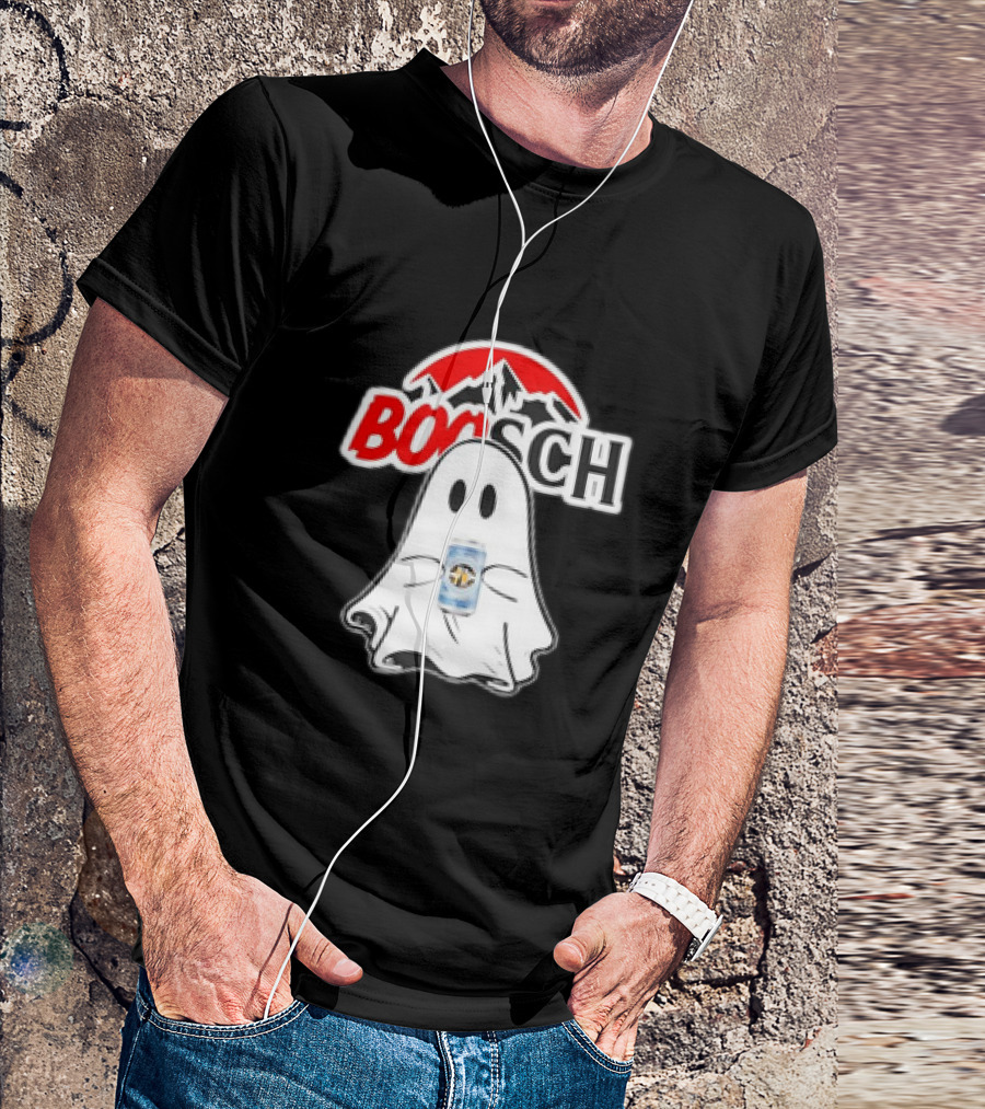 Booschbeer Halloween Ghost With Beer Can And Red Mountain Halloween T-Shirt