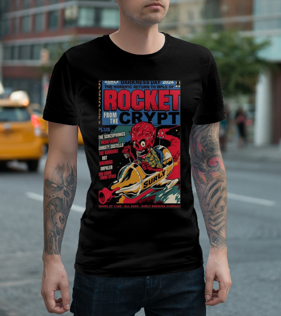 Darkness Day 2024 Rocket From The Crypt Event Surly Brewing MPLS Oct 5 All Ages Tour T-Shirt